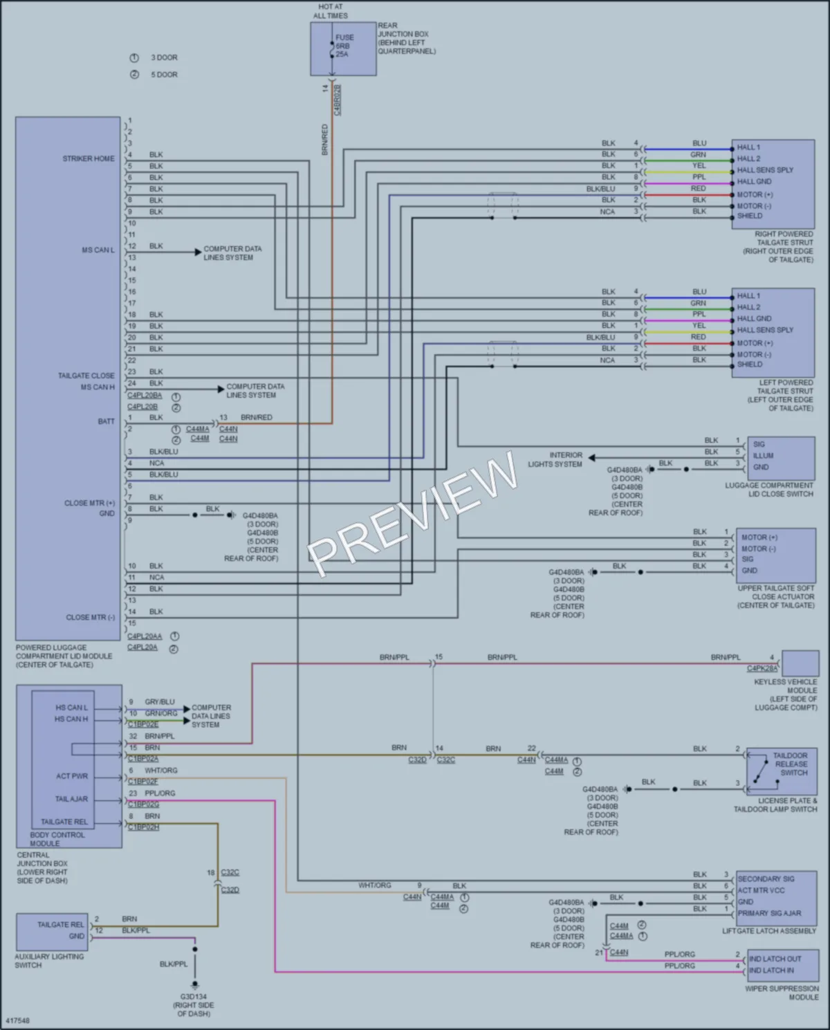 2014 LandRover RangeRoverEvoque Trunk Tailgate Fuel Door wiring diagram preview