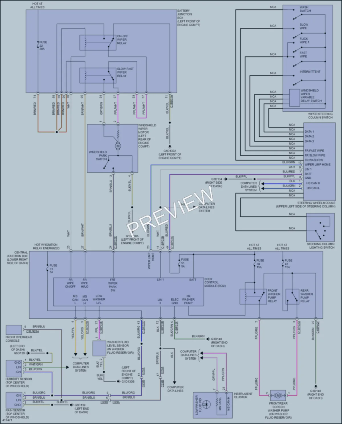 2014 LandRover RangeRoverEvoque Wiper Washer wiring diagram preview