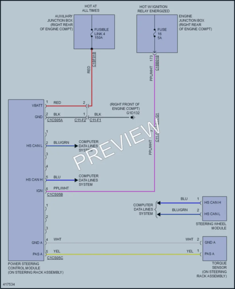 2014 LandRover RangeRoverSport Electronic Power Steering wiring diagram preview