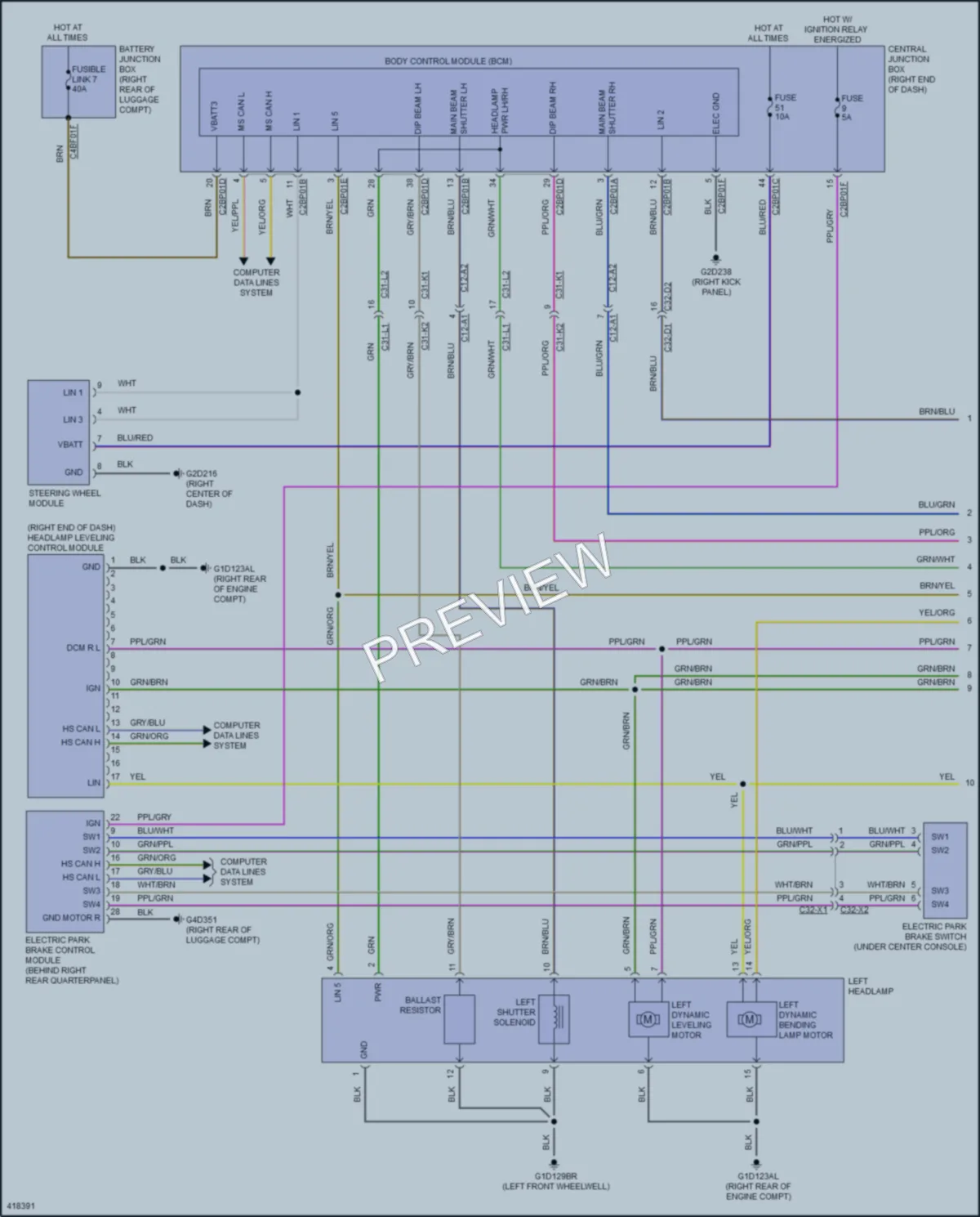 2014 LandRover RangeRoverSport Headlights wiring diagram preview