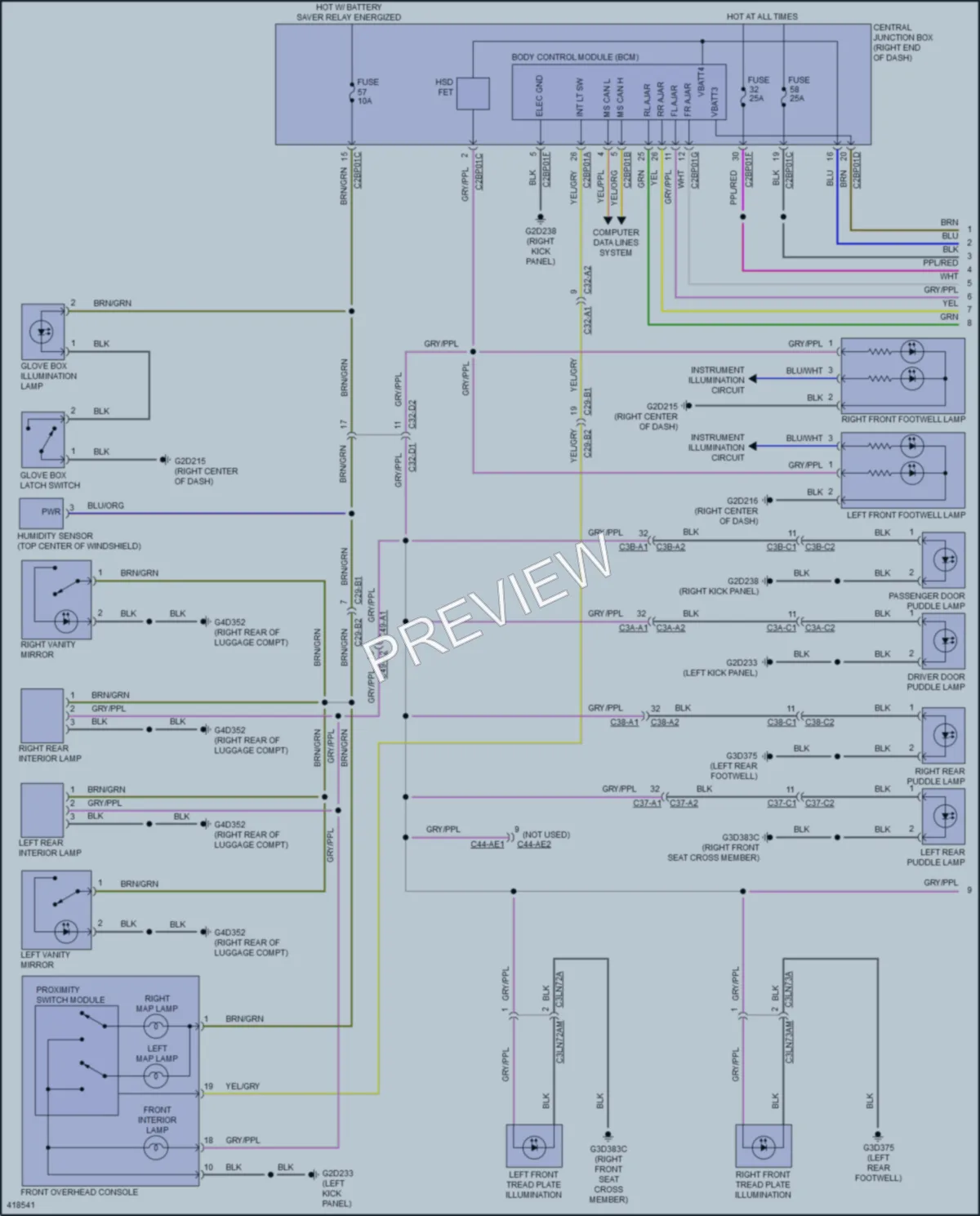 2014 LandRover RangeRoverSport Interior Lights wiring diagram preview