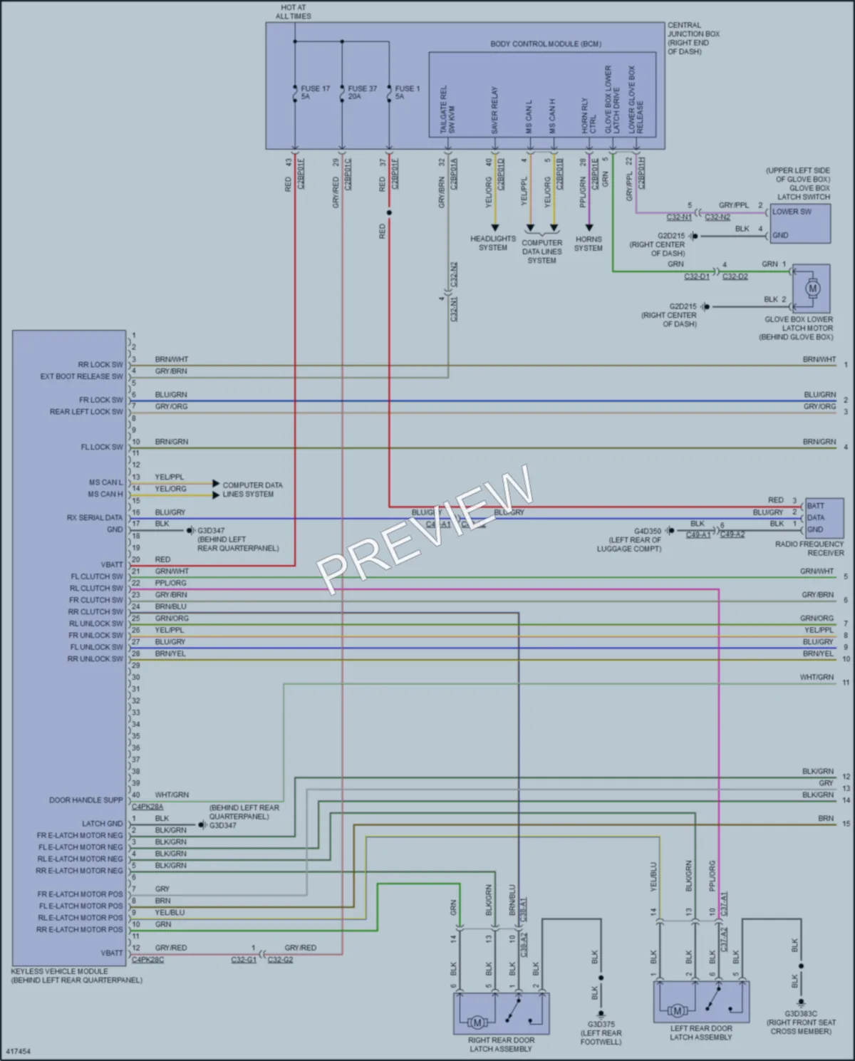 2014 LandRover RangeRoverSport Power Door Locks wiring diagram preview