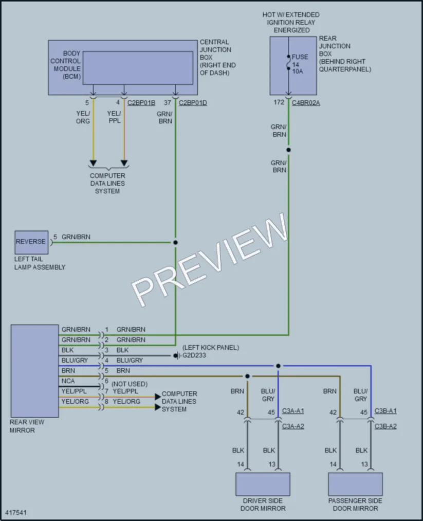 2014 LandRover RangeRoverSport Power Mirrors wiring diagram preview