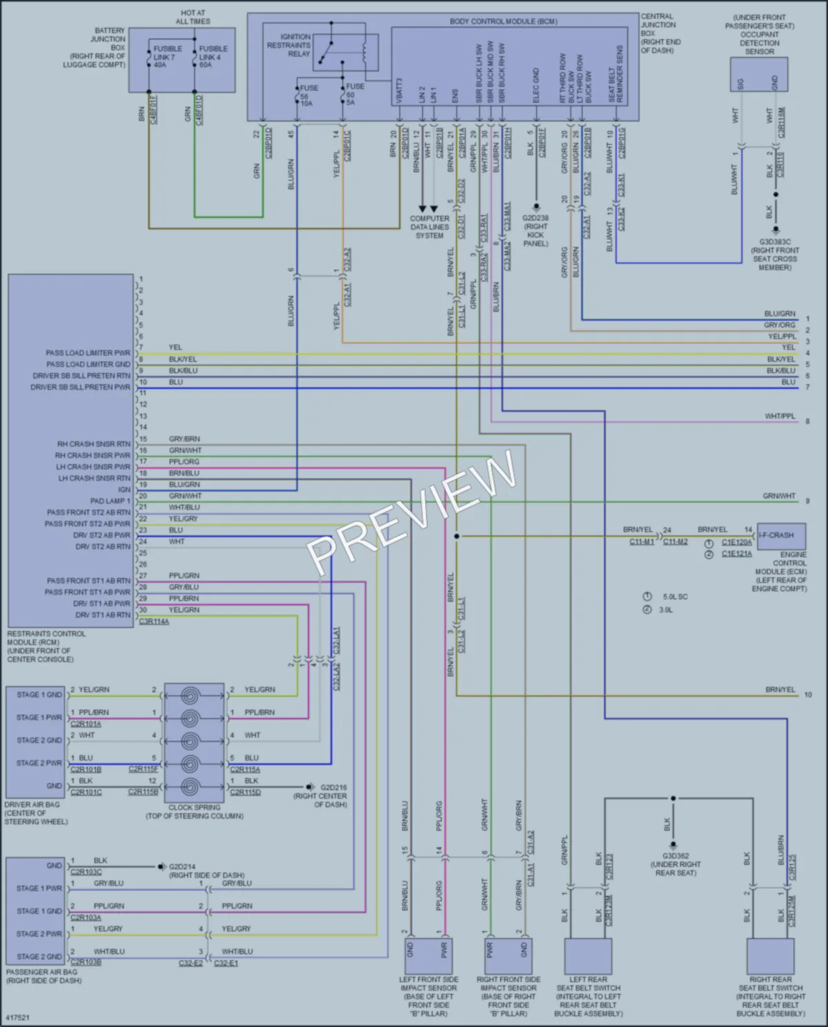 2014 LandRover RangeRoverSport Supplemental Restraints wiring diagram preview