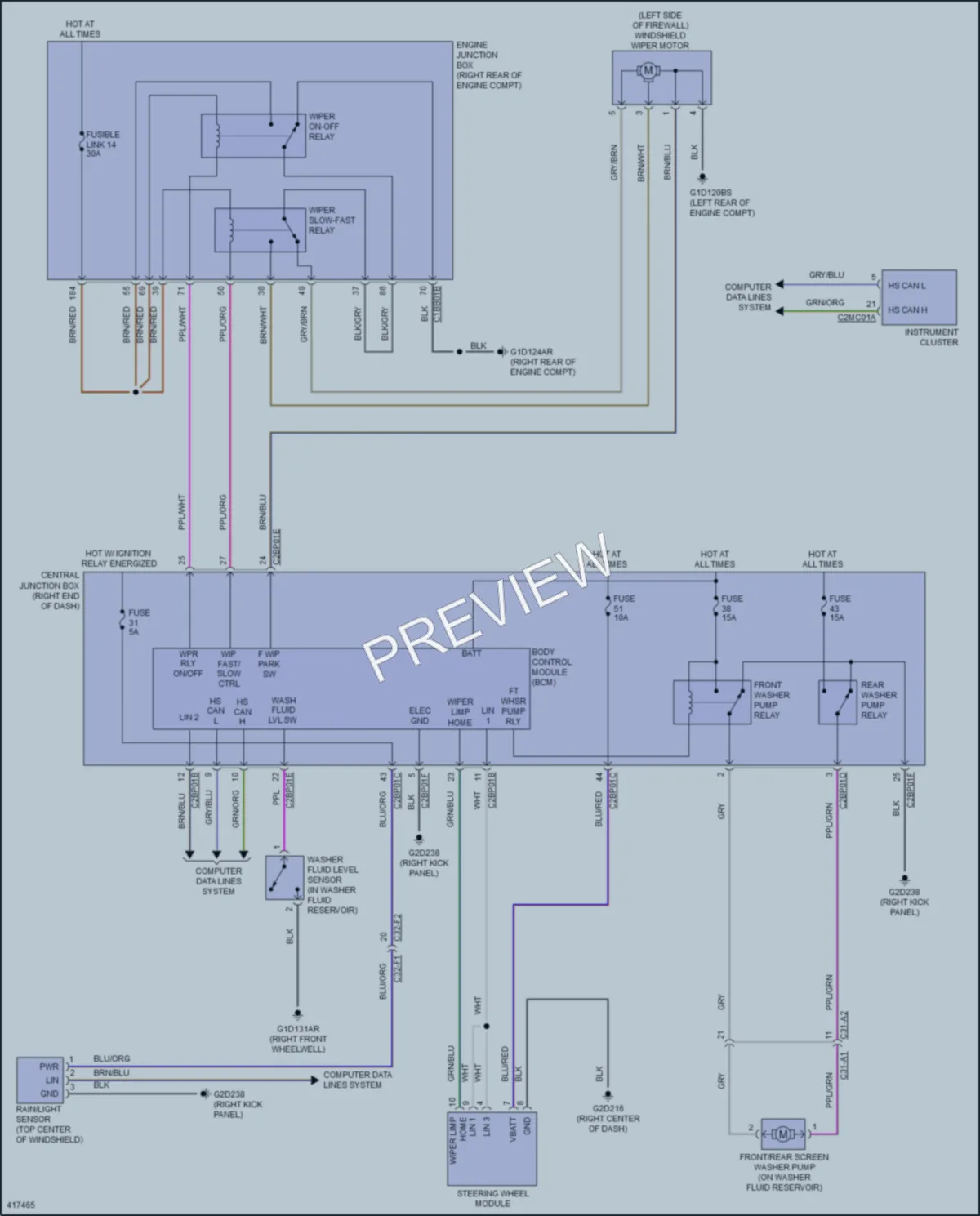 2014 LandRover RangeRoverSport Wiper Washer wiring diagram preview