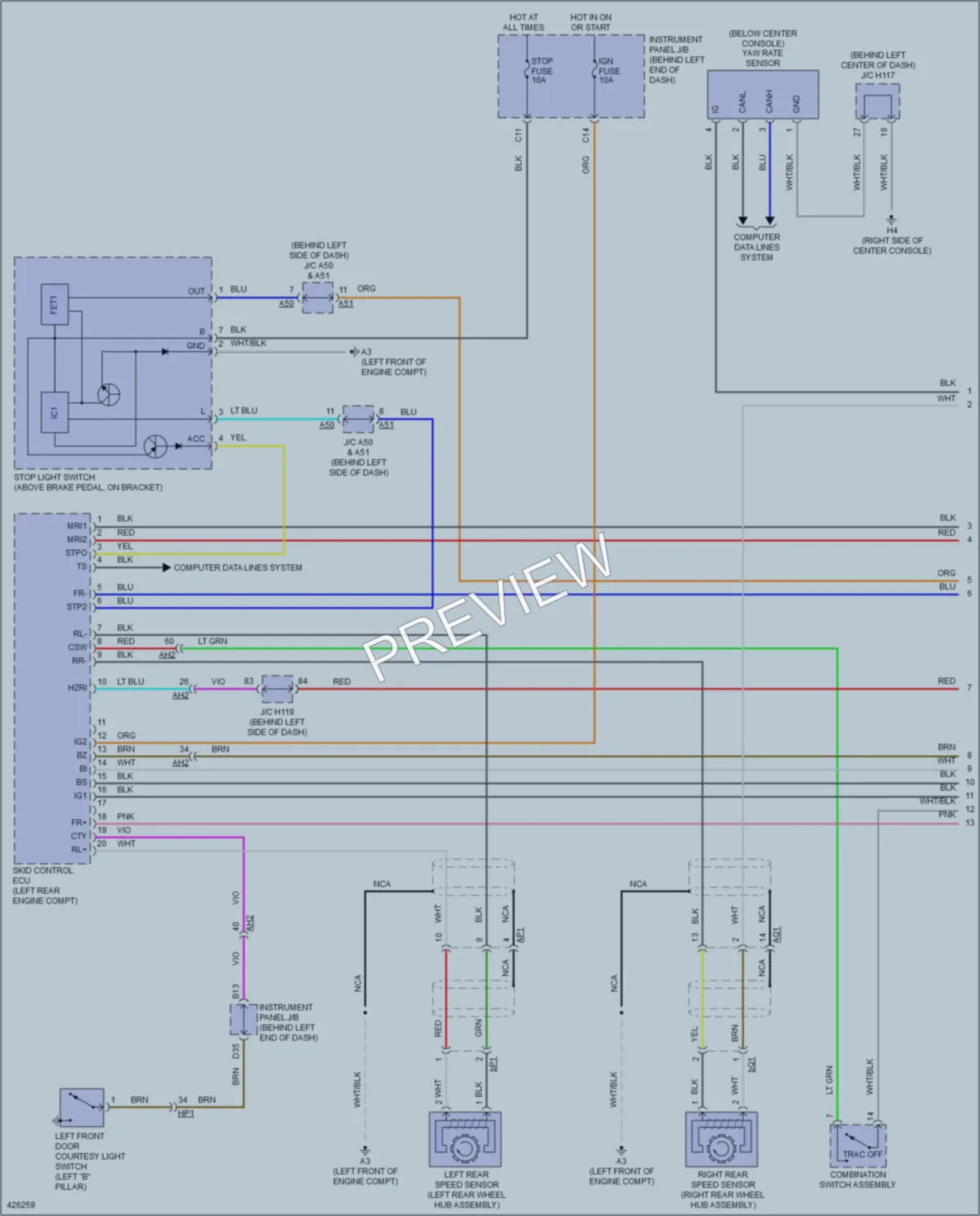 2014 Lexus CT200h Anti Lock Brakes wiring diagram preview