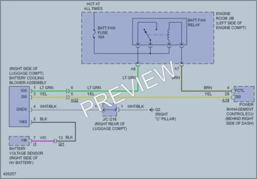 2014 Lexus CT200h Cooling Fan wiring diagram preview