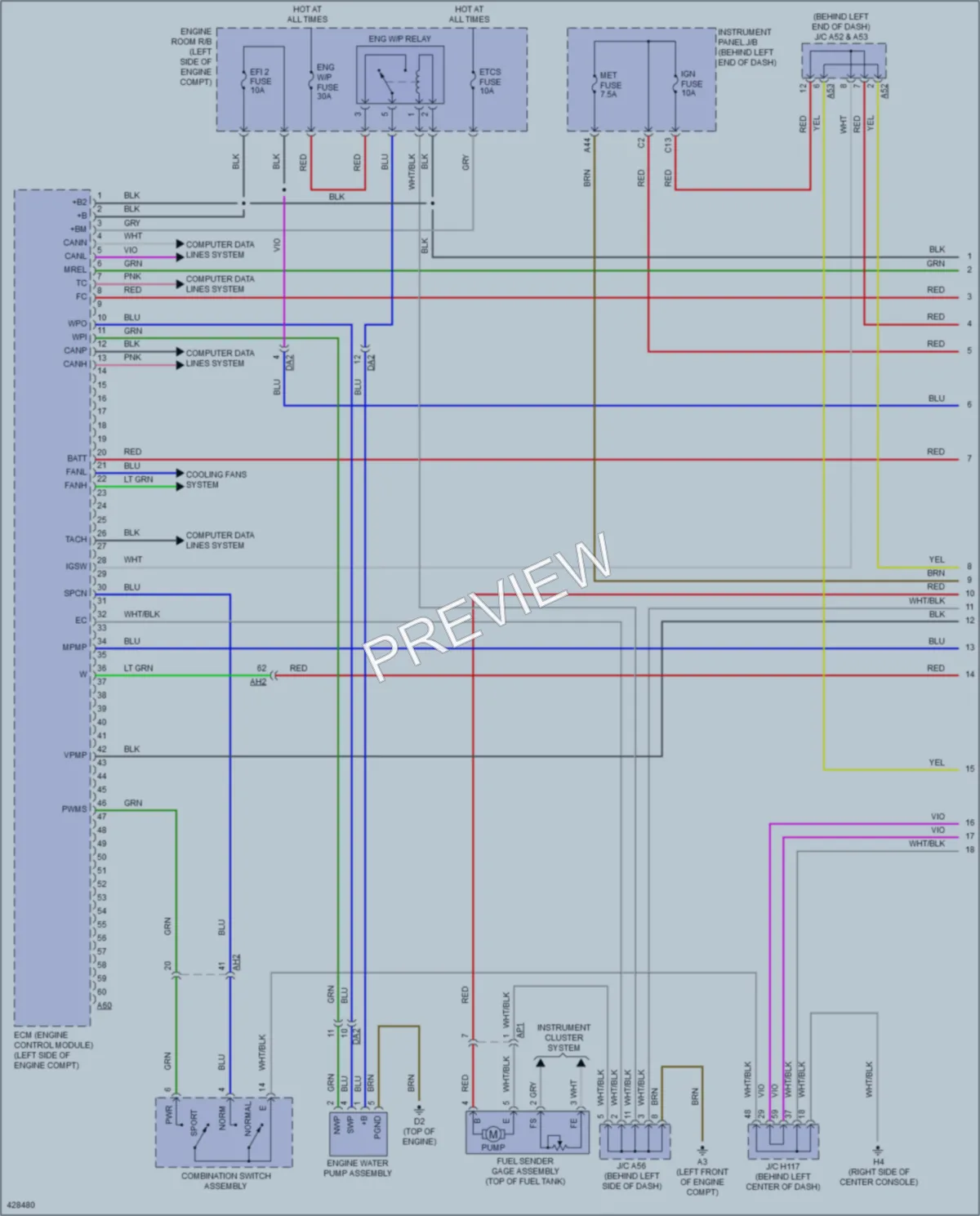 2014 Lexus CT200h Engine Performance wiring diagram preview