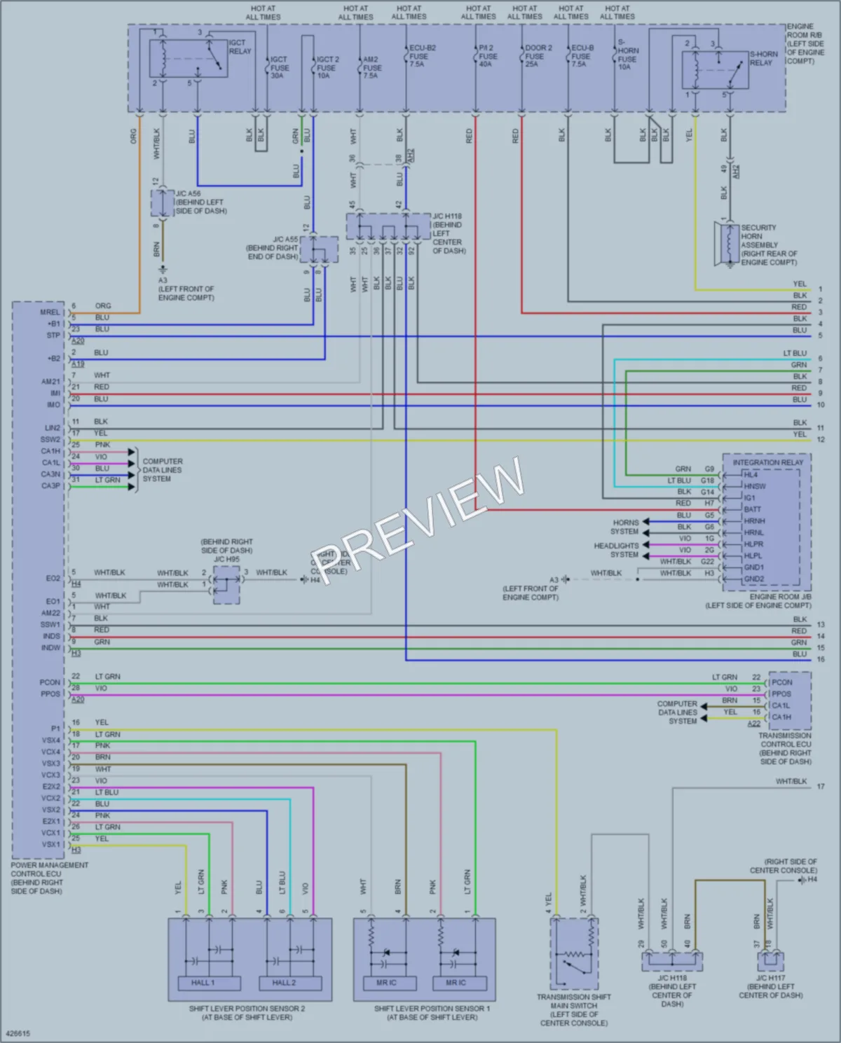 2014 Lexus CT200h Power Door Locks wiring diagram preview