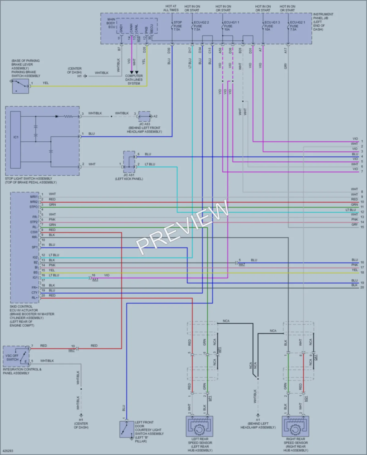 2014 Lexus ES300h Anti Lock Brakes wiring diagram preview
