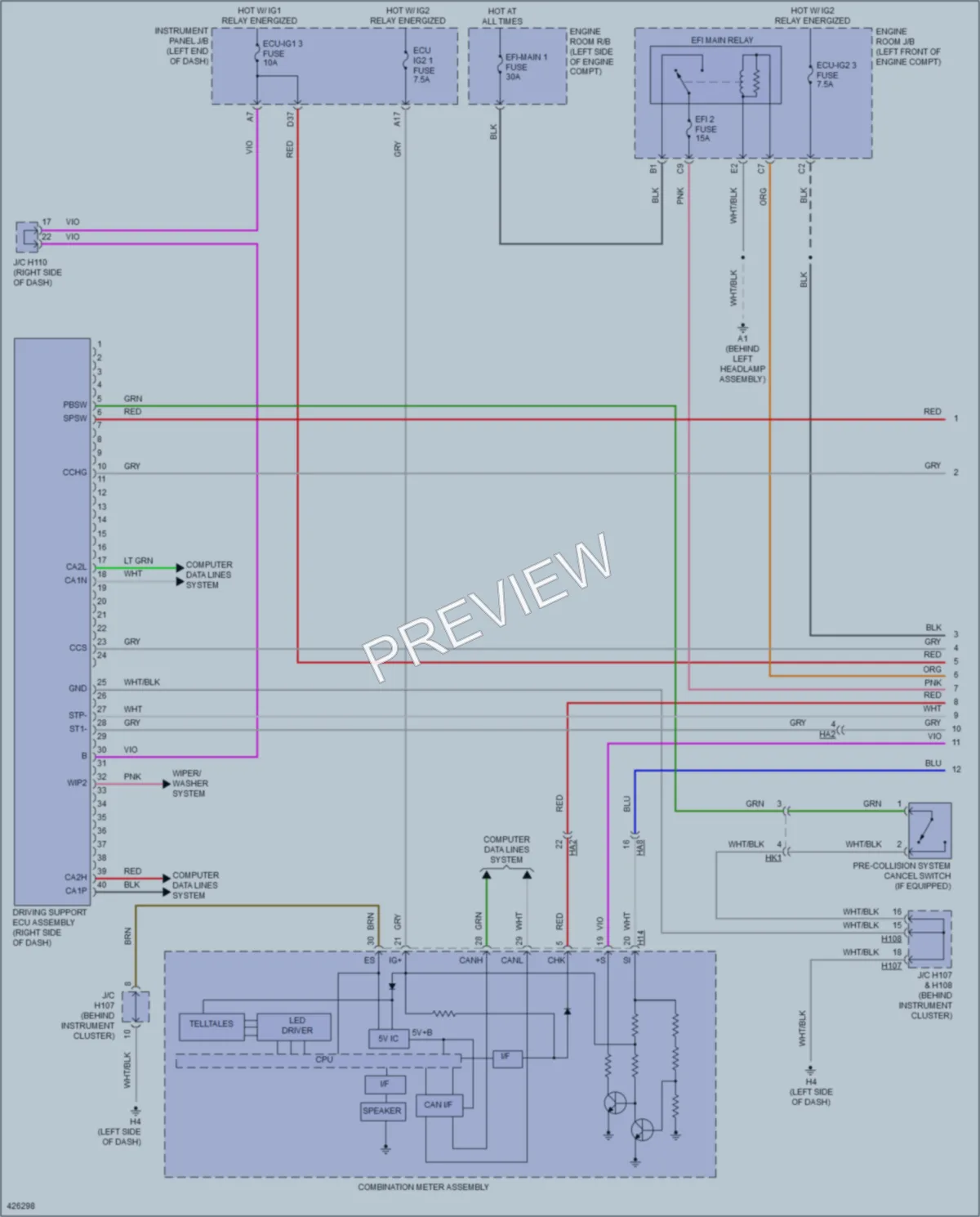 2014 Lexus ES300h Cruise Control wiring diagram preview