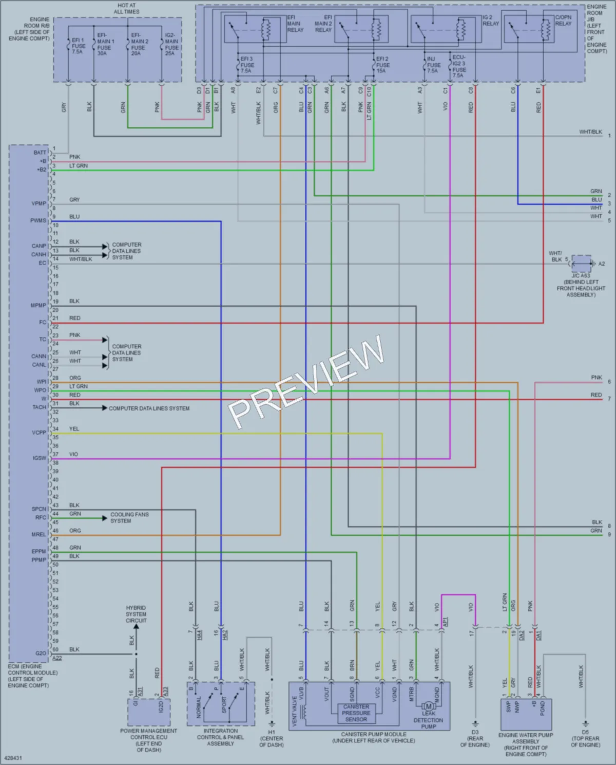 2014 Lexus ES300h Engine Performance wiring diagram preview