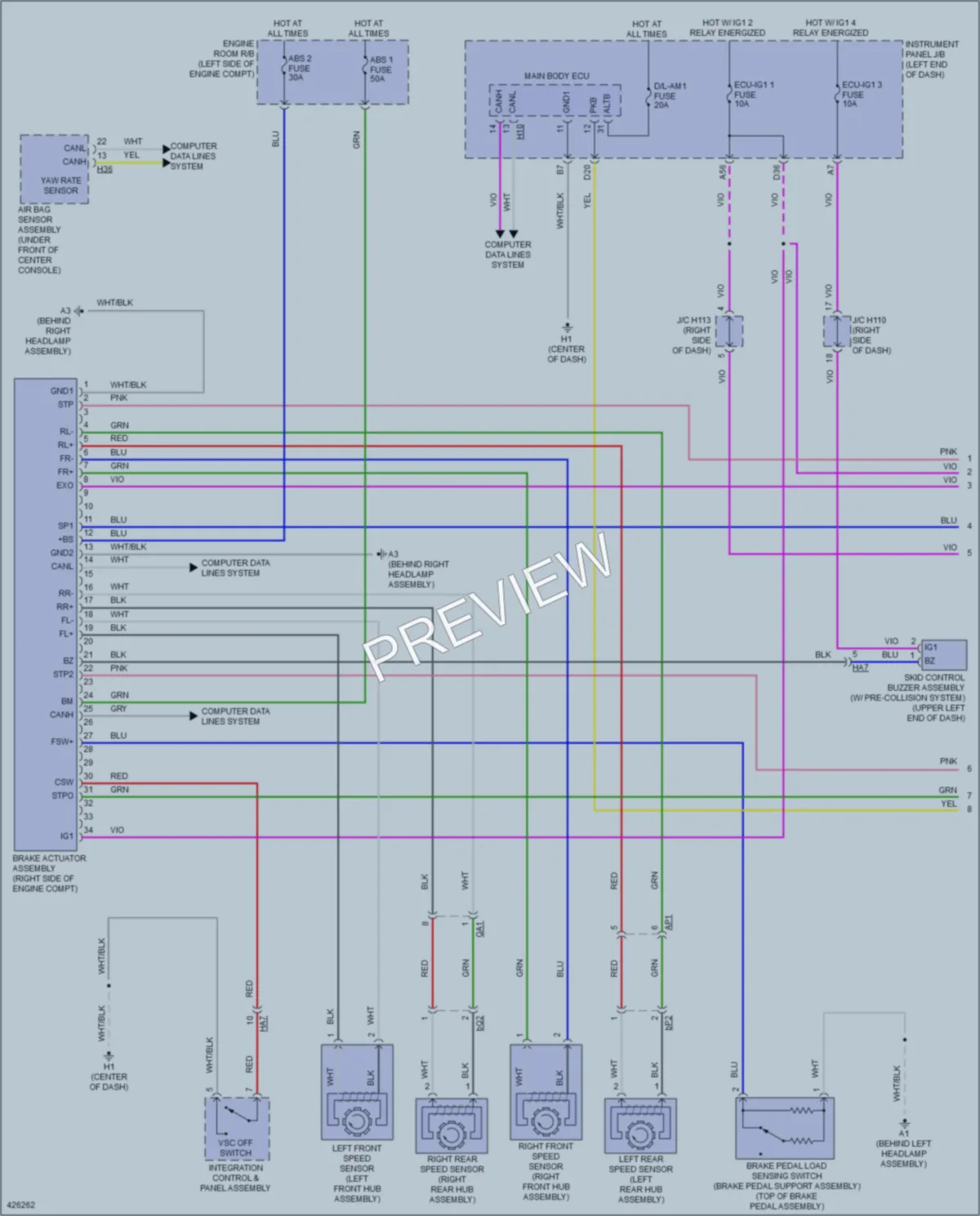 2014 Lexus ES350 Anti Lock Brakes wiring diagram preview
