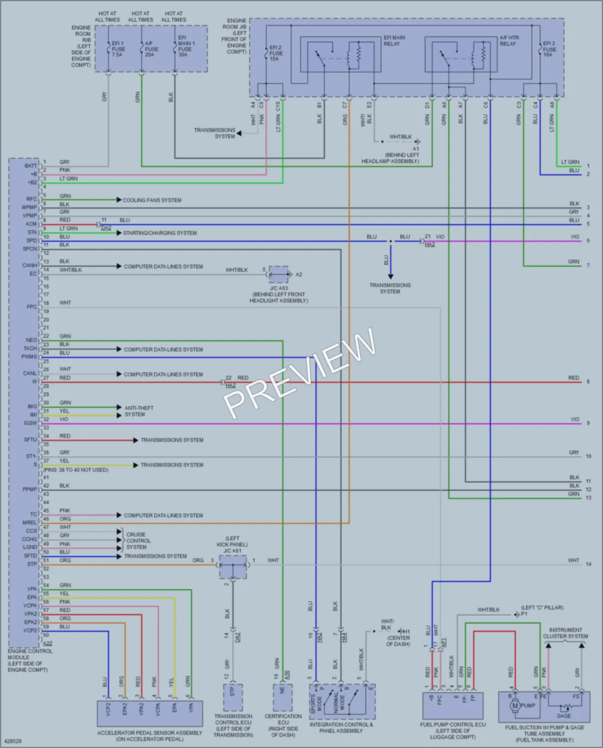 2014 Lexus ES350 Engine Performance wiring diagram preview