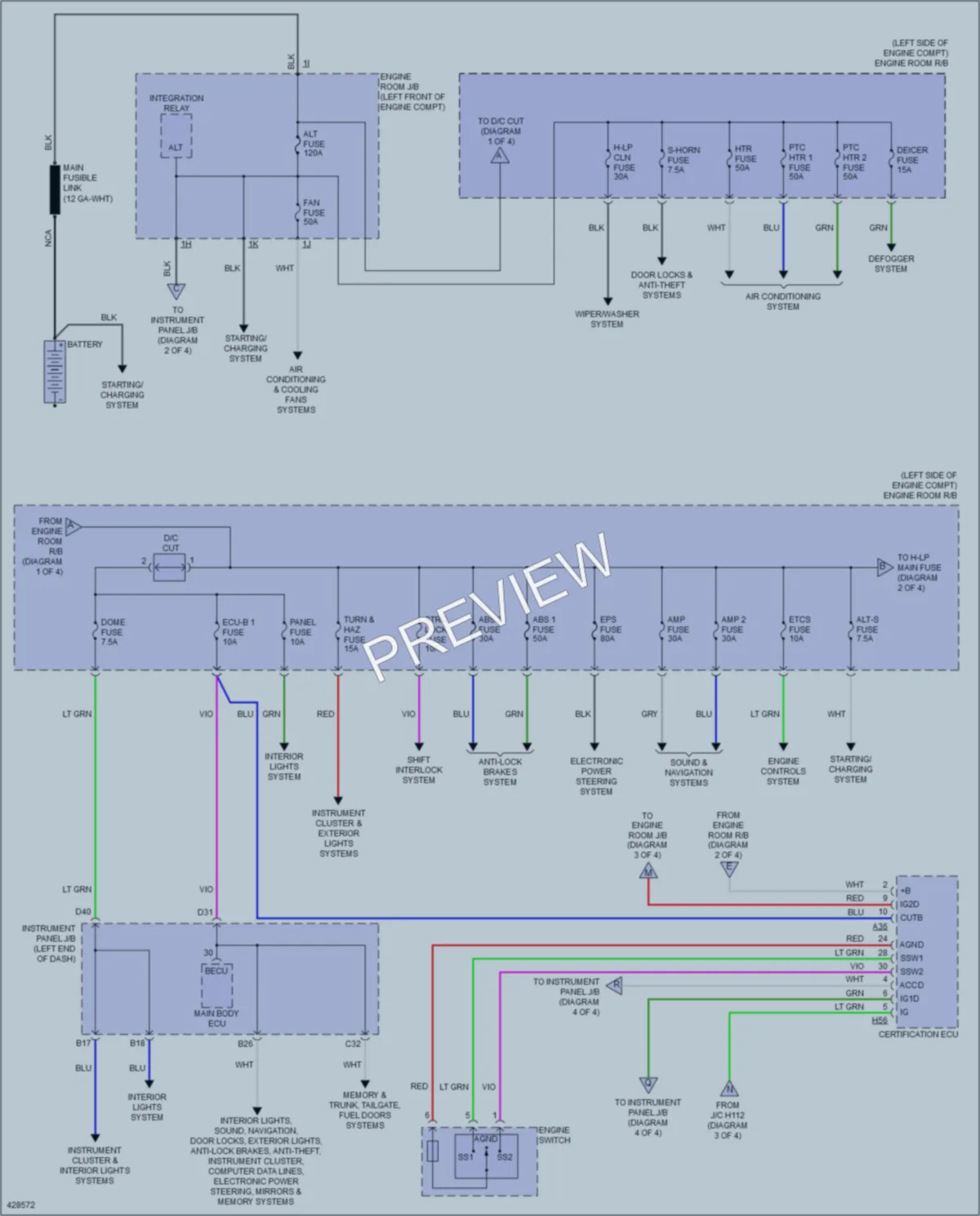 2014 Lexus ES350 Power Distribution wiring diagram preview