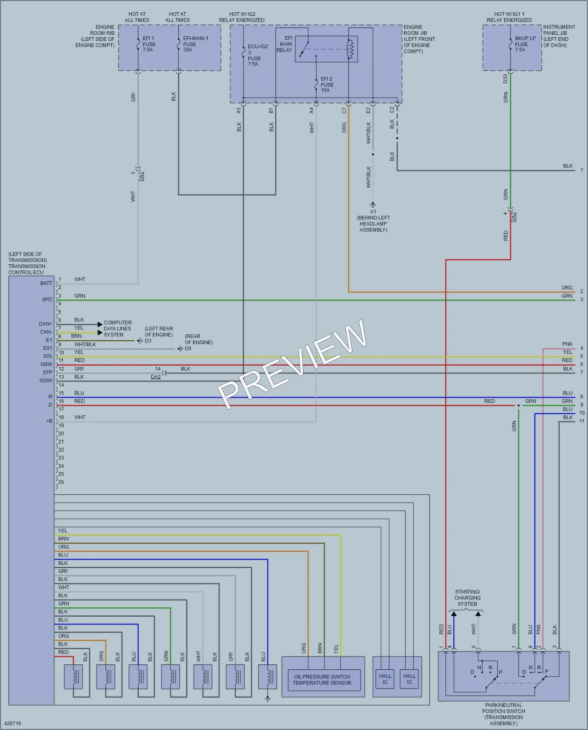 2014 Lexus ES350 Transmission wiring diagram preview