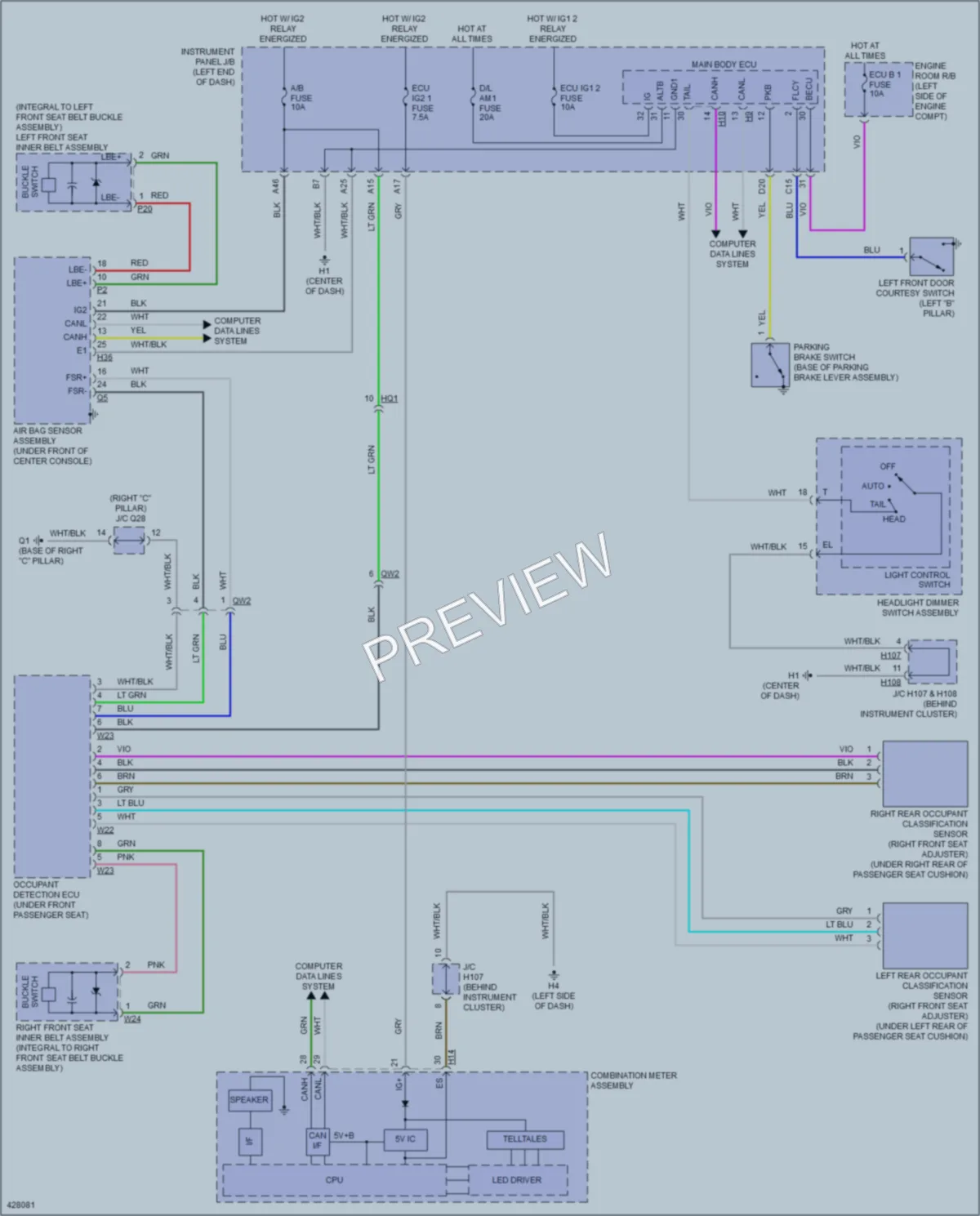 2014 Lexus ES350 Warning Systems wiring diagram preview