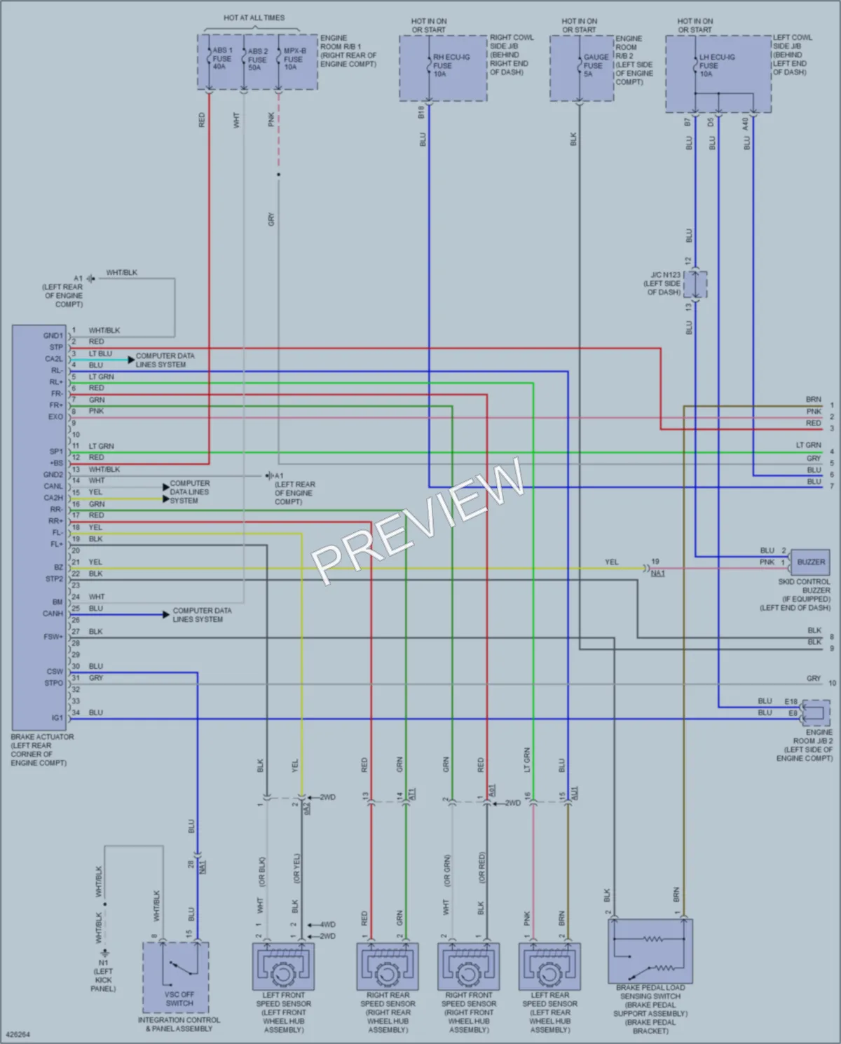 2014 Lexus GS350 Anti Lock Brakes wiring diagram preview