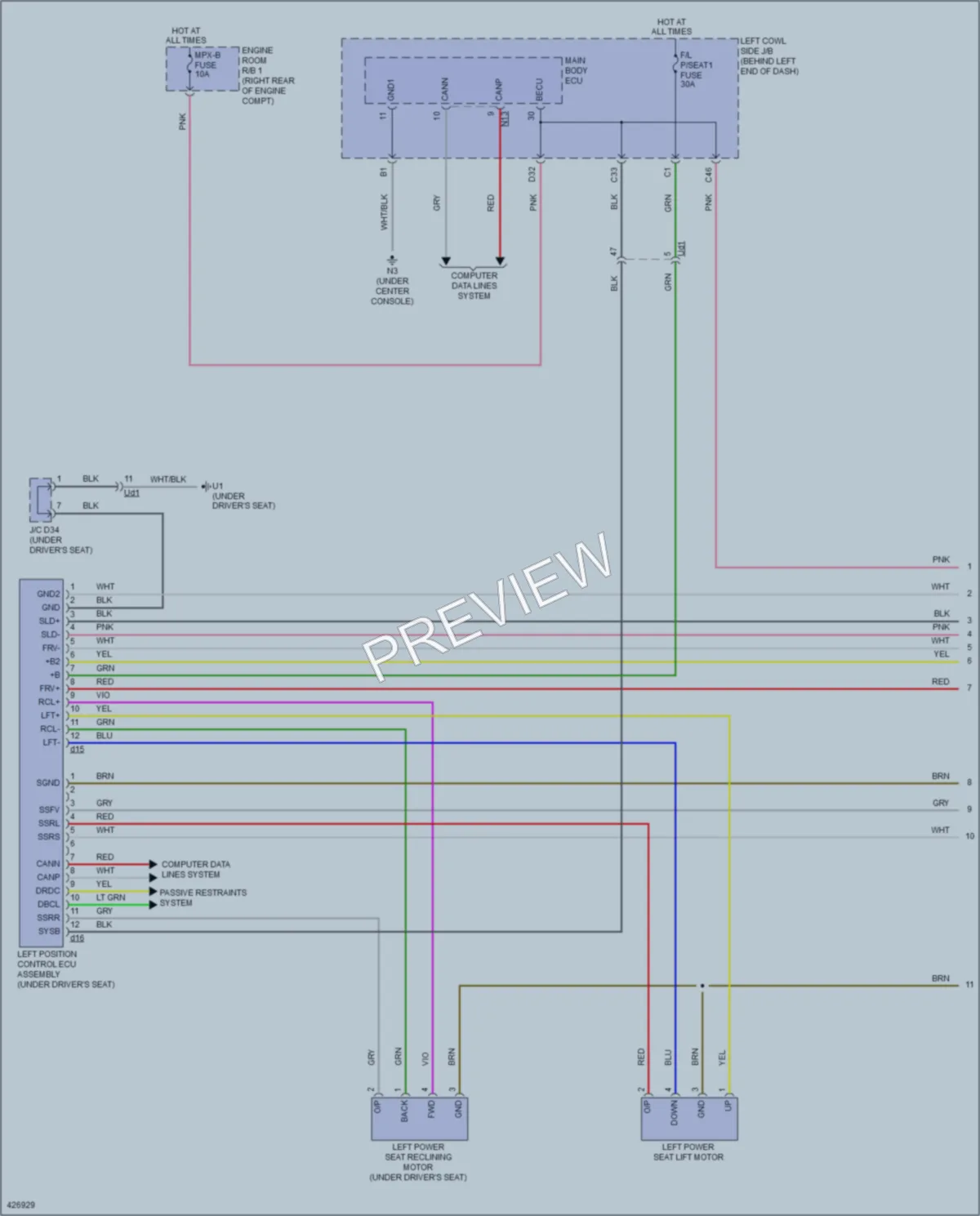 2014 Lexus GS350 Memory Systems wiring diagram preview