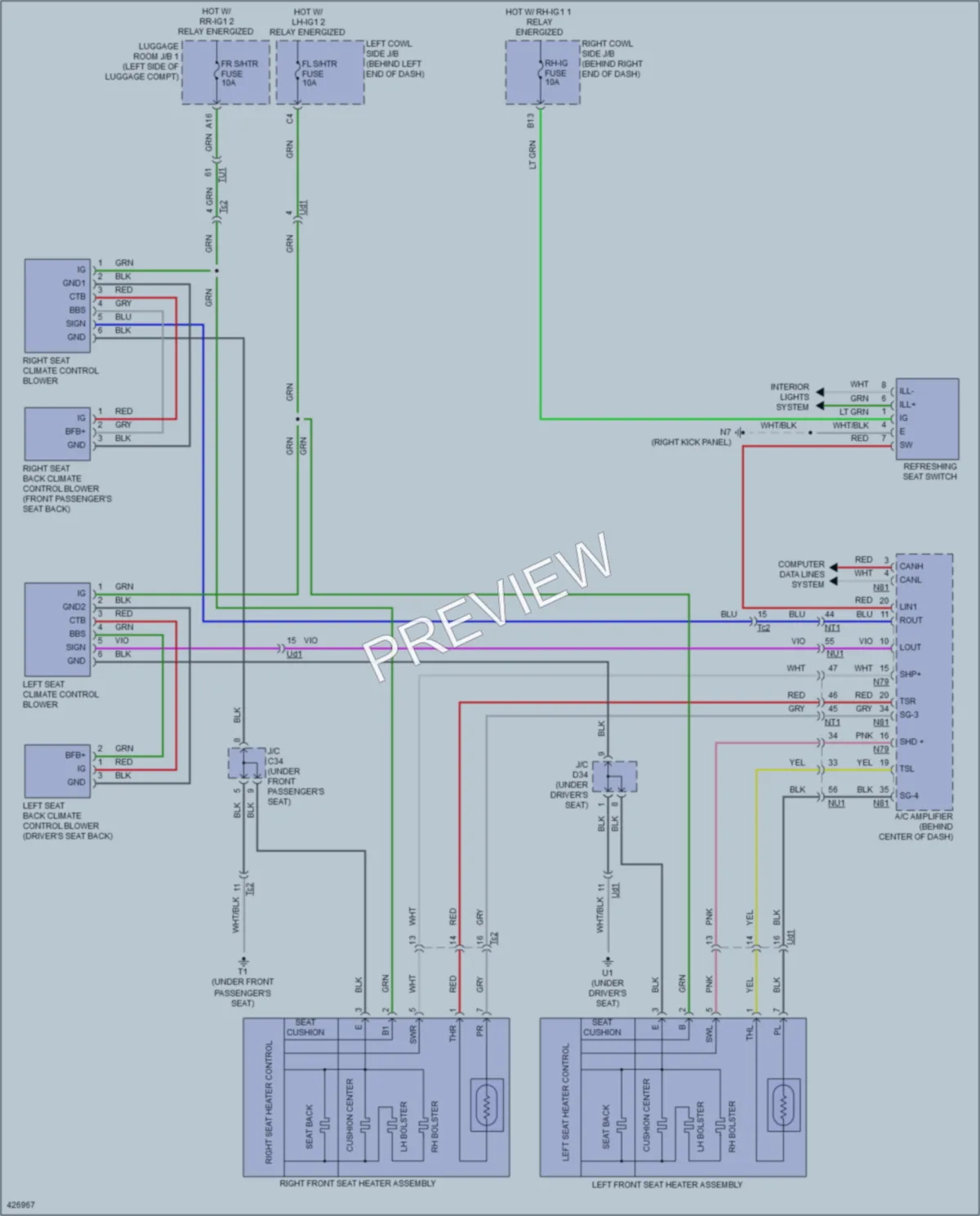 2014 Lexus GS350 Power Seats wiring diagram preview