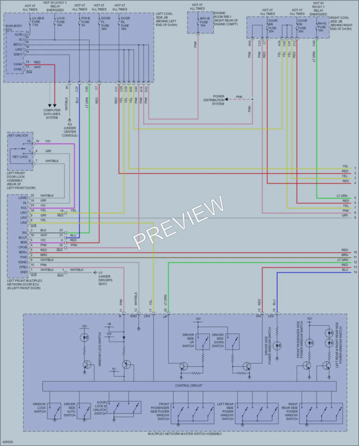 2014 Lexus GS350 Power Windows wiring diagram preview
