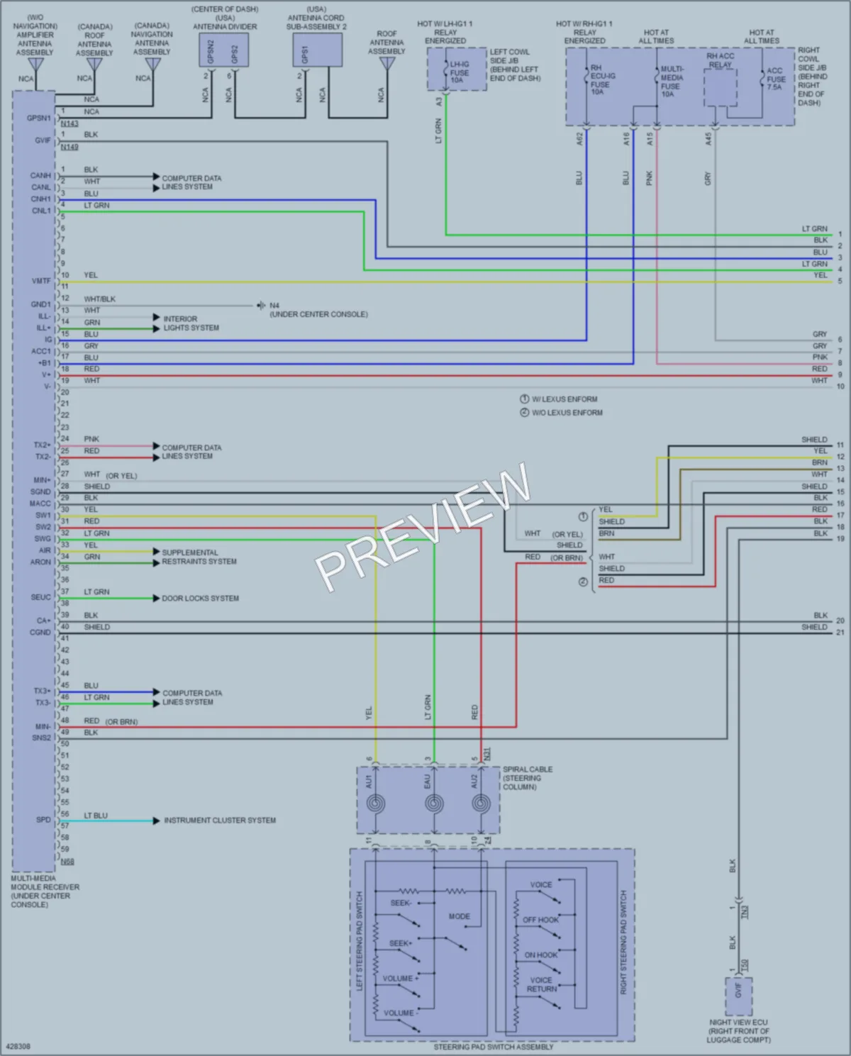 2014 Lexus GS350 Radio wiring diagram preview