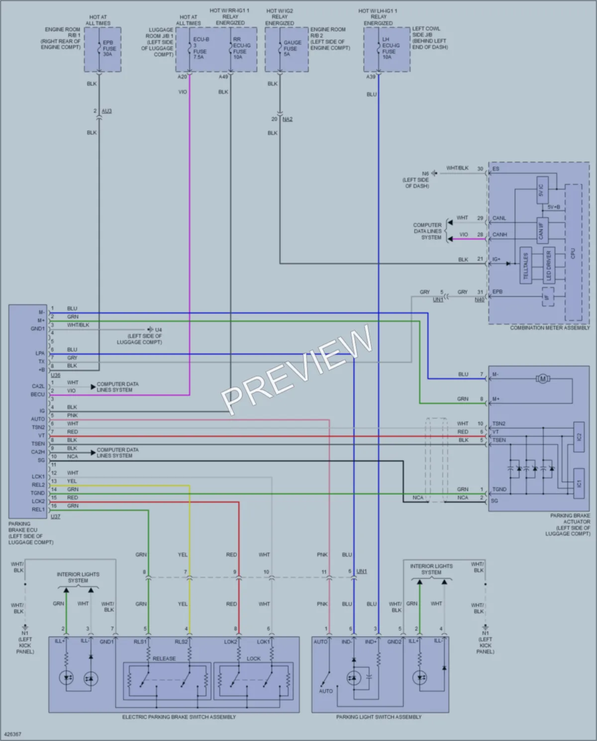 2014 Lexus GS350 Shift Interlock wiring diagram preview