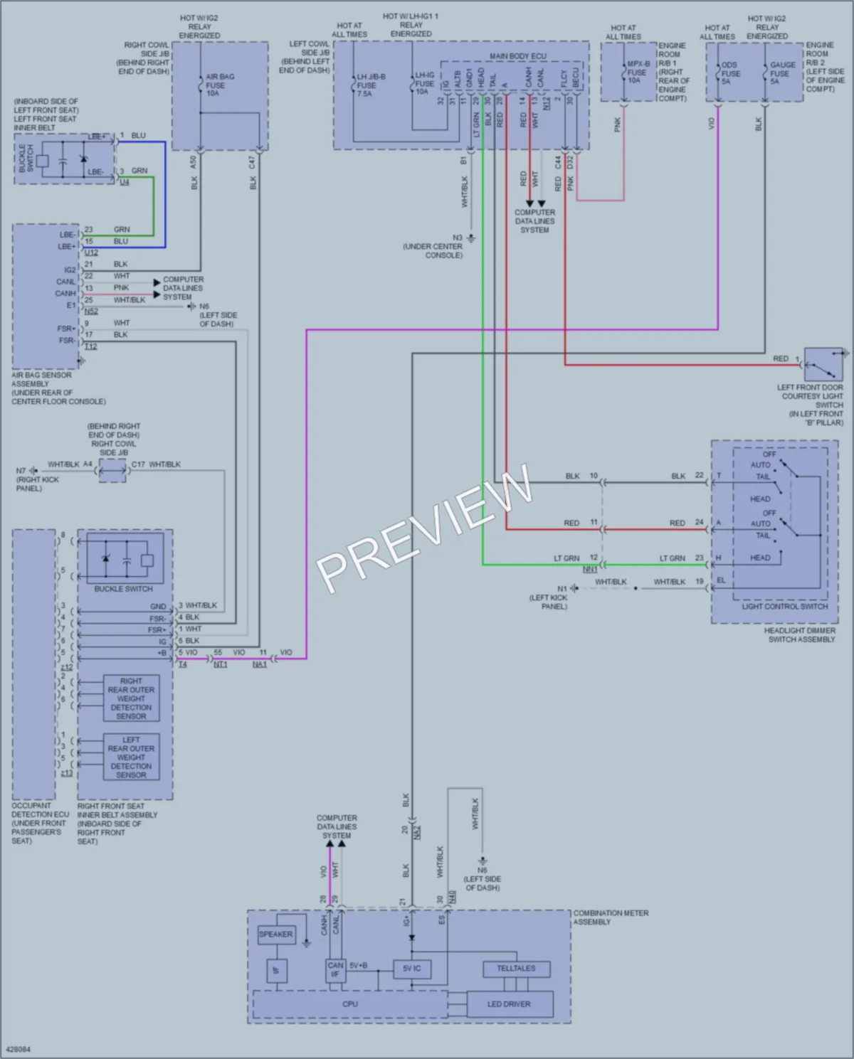 2014 Lexus GS350 Warning Systems wiring diagram preview