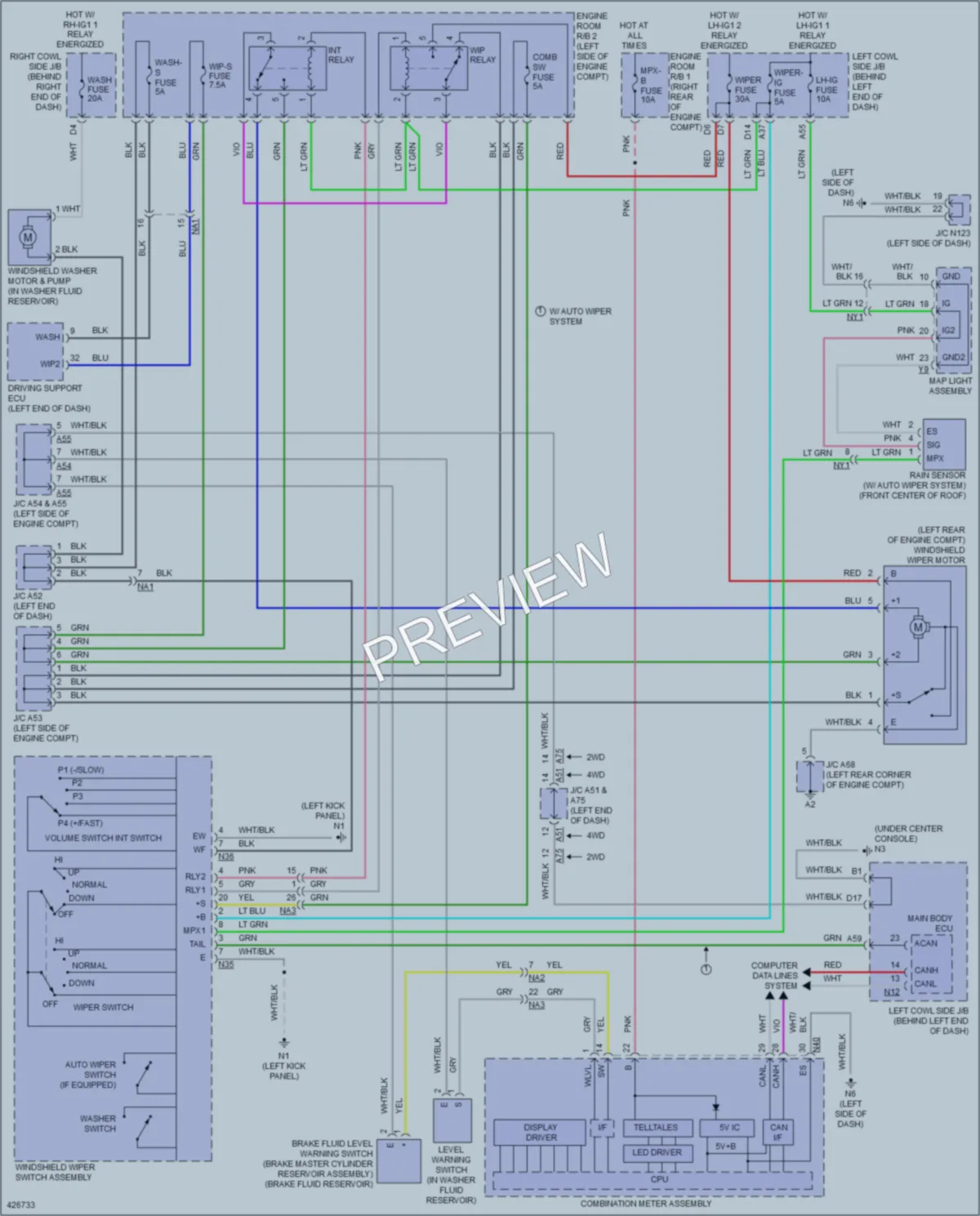2014 Lexus GS350 Wiper Washer wiring diagram preview
