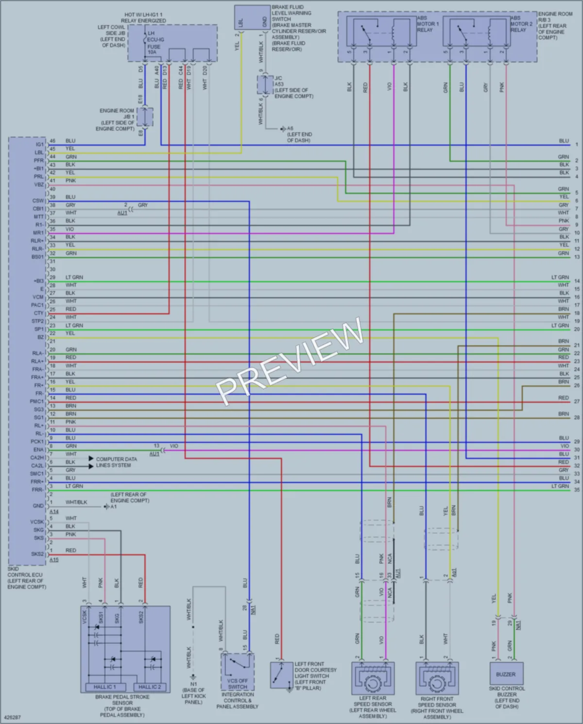 2014 Lexus GS450h Anti Lock Brakes wiring diagram preview