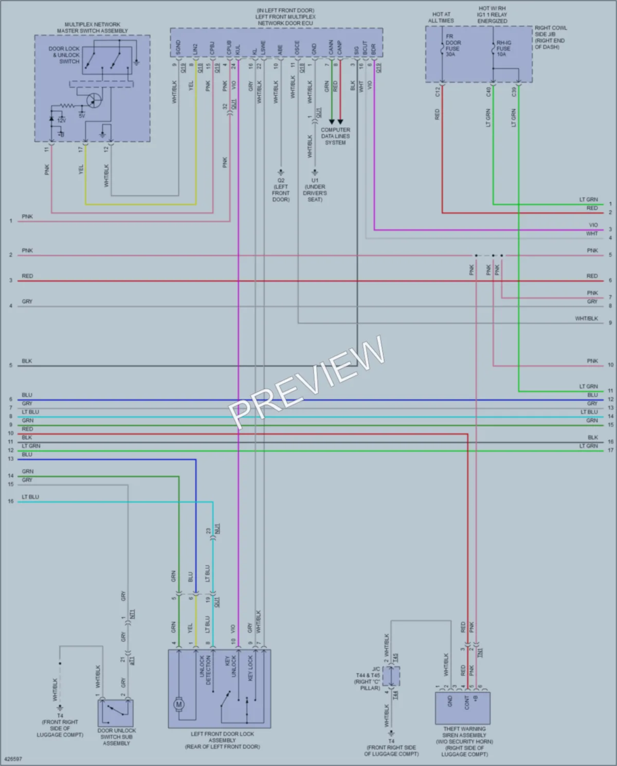 2014 Lexus GS450h Anti Theft wiring diagram preview