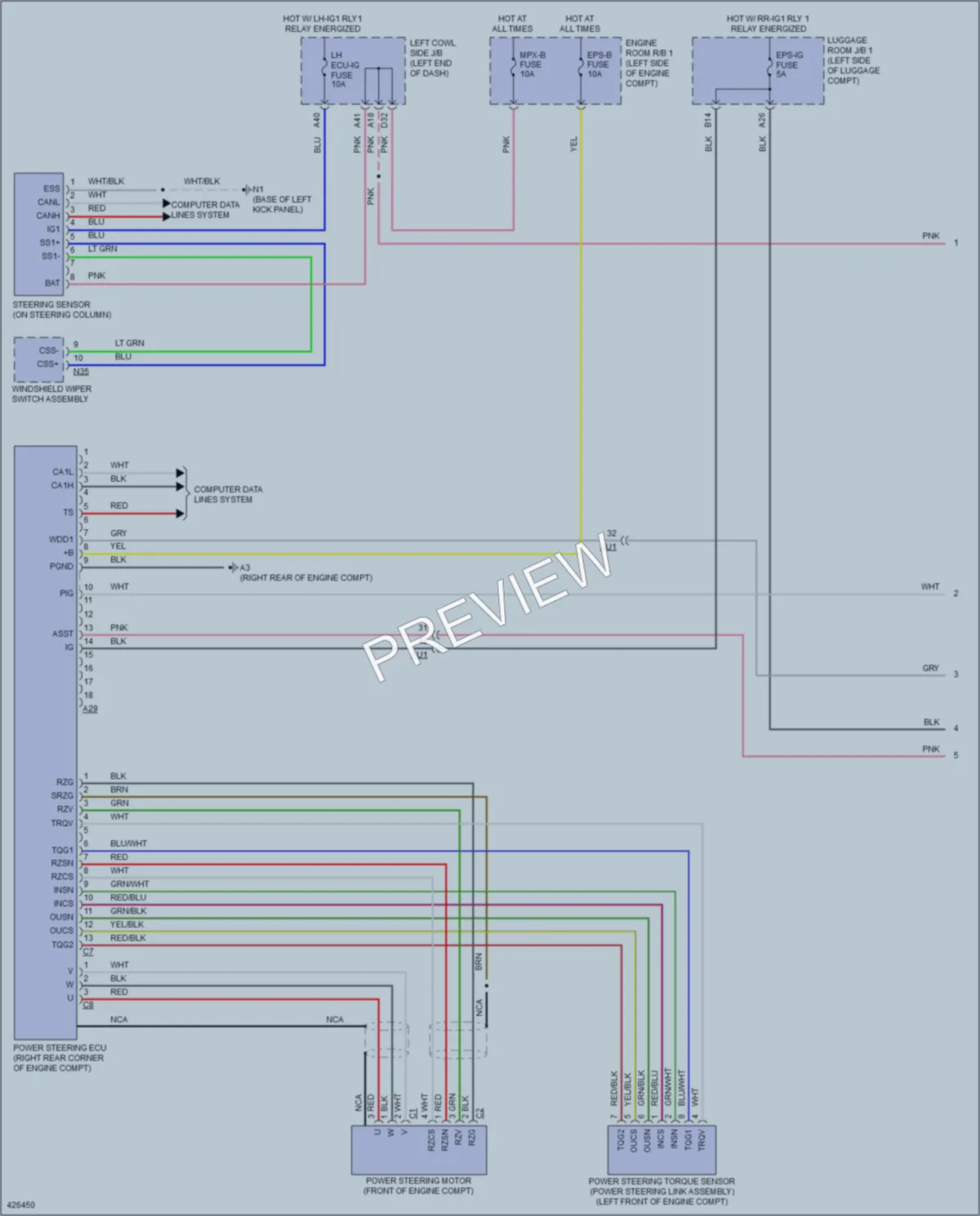 2014 Lexus GS450h Electronic Power Steering wiring diagram preview