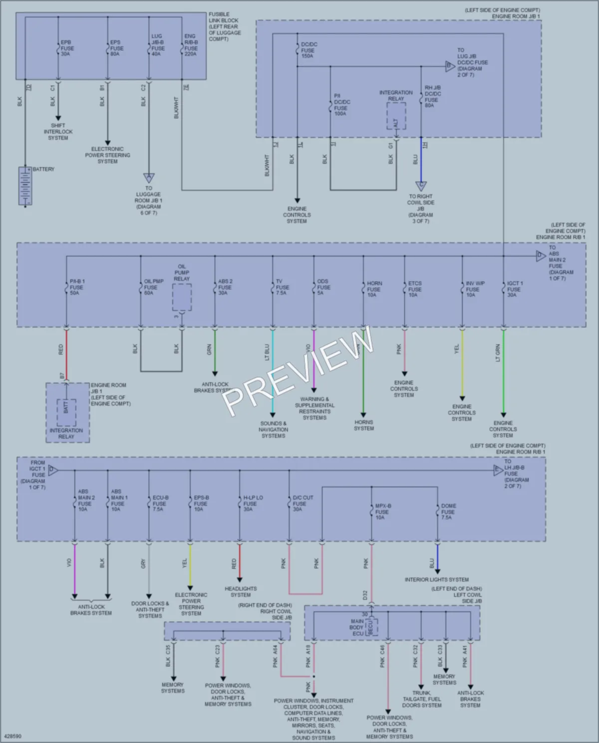 2014 Lexus GS450h Power Distribution wiring diagram preview
