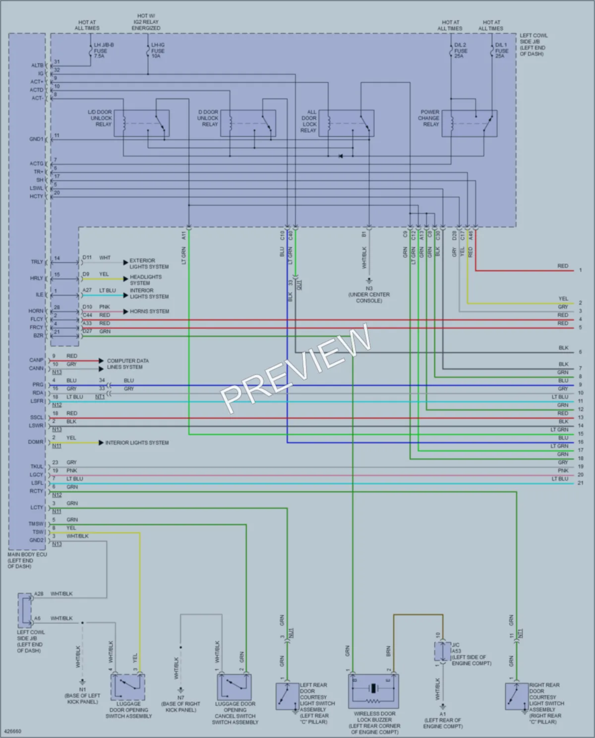 2014 Lexus GS450h Power Door Locks wiring diagram preview