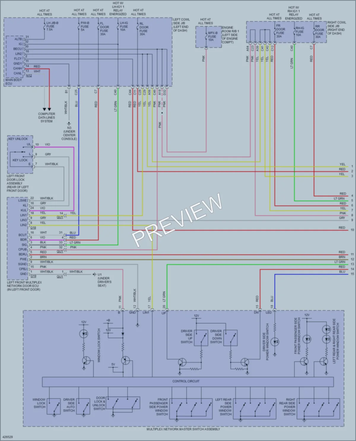 2014 Lexus GS450h Power Windows wiring diagram preview