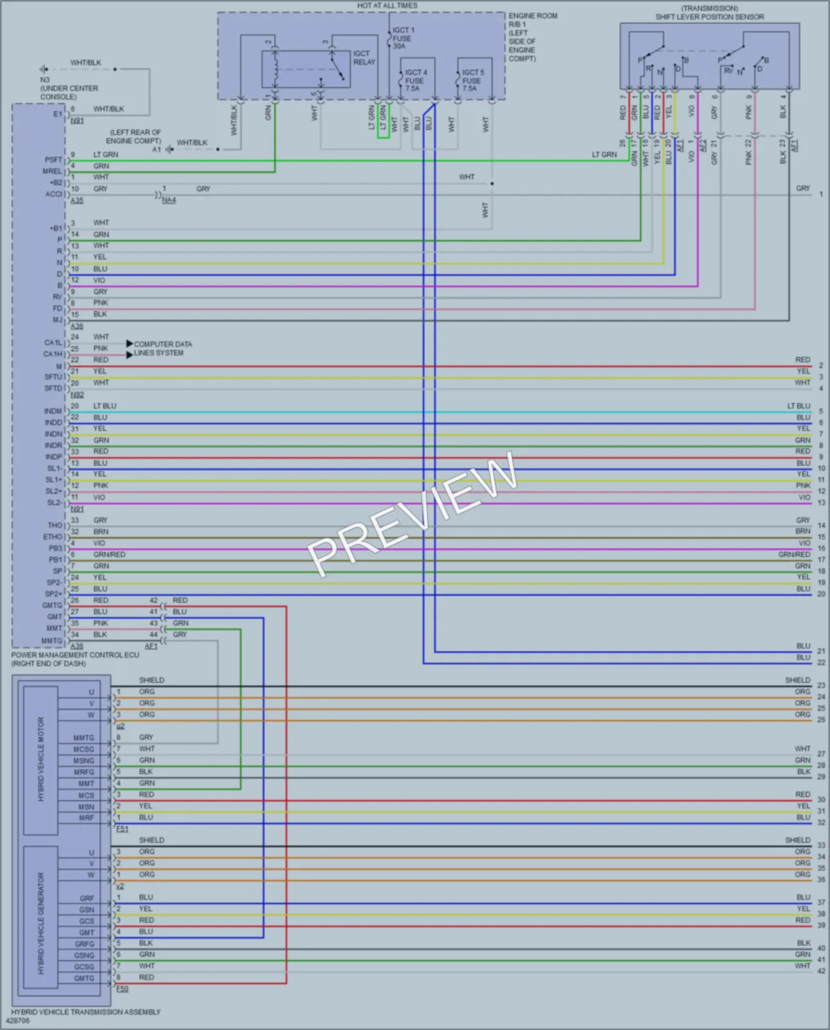 2014 Lexus GS450h Transmission wiring diagram preview