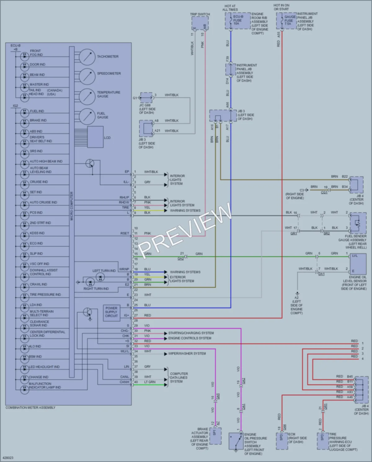 2014 Lexus GX460 Instrument Cluster wiring diagram preview