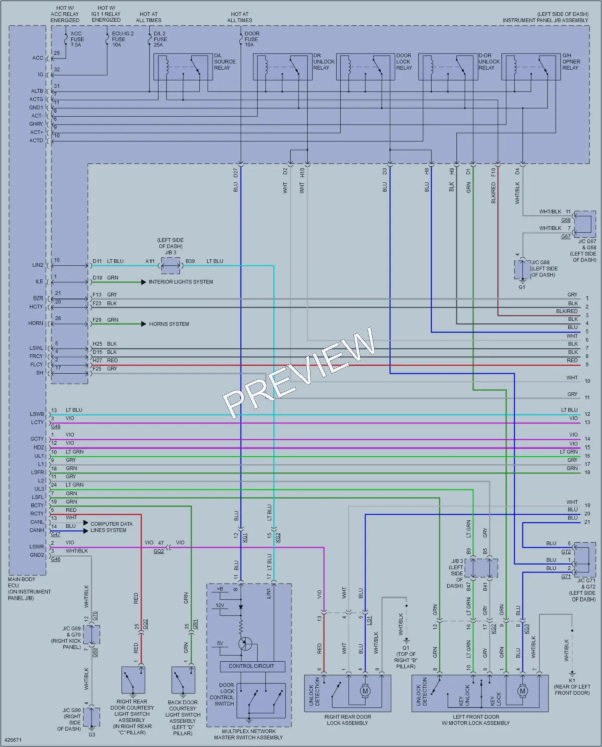 2014 Lexus GX460 Power Door Locks wiring diagram preview