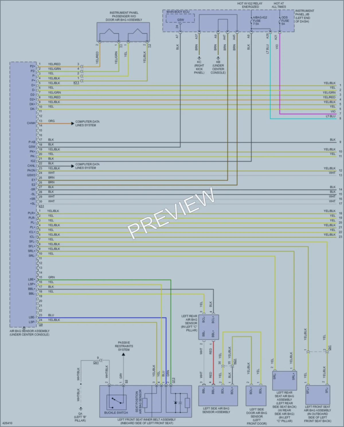2014 Lexus IS250 Supplemental Restraints wiring diagram preview