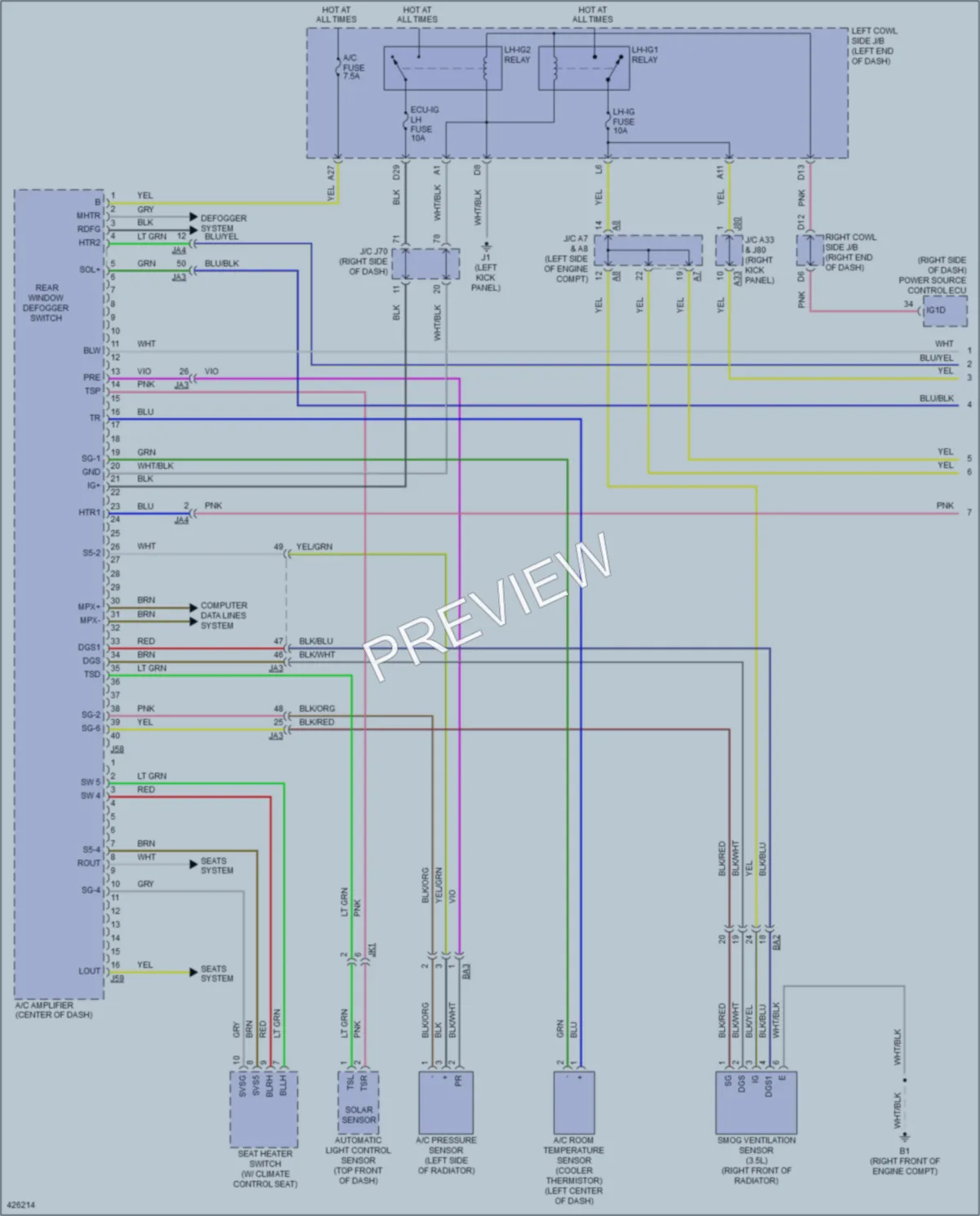 2014 Lexus IS250C Air Conditioning wiring diagram preview