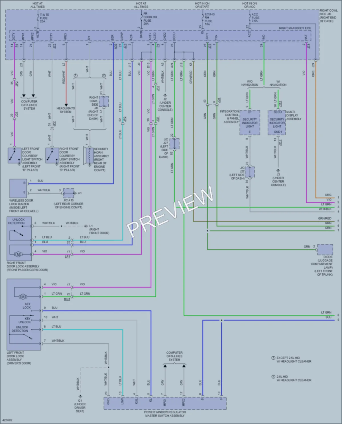 2014 Lexus IS250C Power Door Locks wiring diagram preview