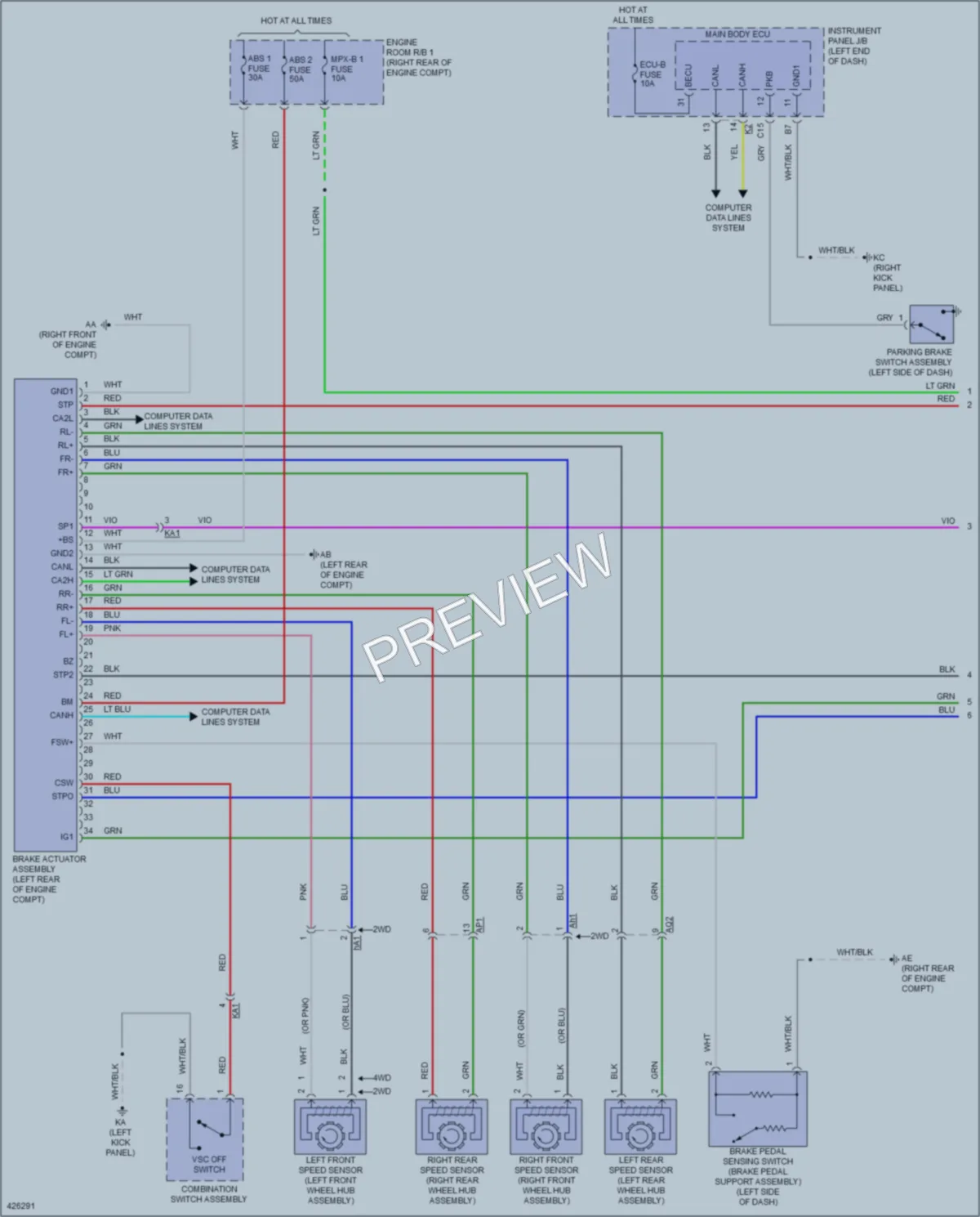 2014 Lexus IS350 Anti Lock Brakes wiring diagram preview