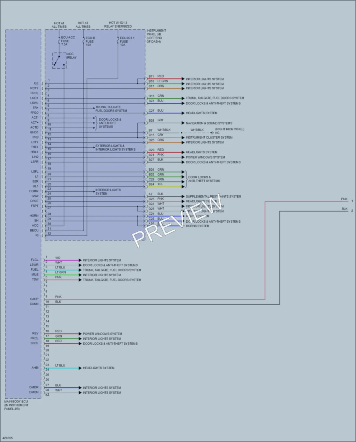 2014 Lexus IS350 Body Control Modules wiring diagram preview