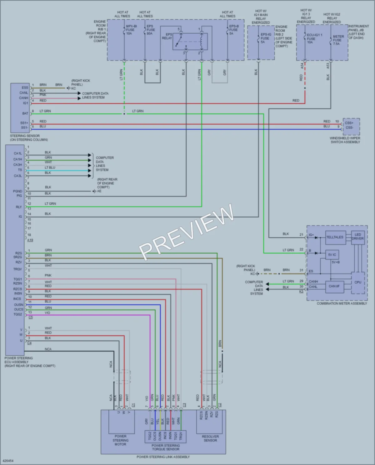2014 Lexus IS350 Electronic Power Steering wiring diagram preview
