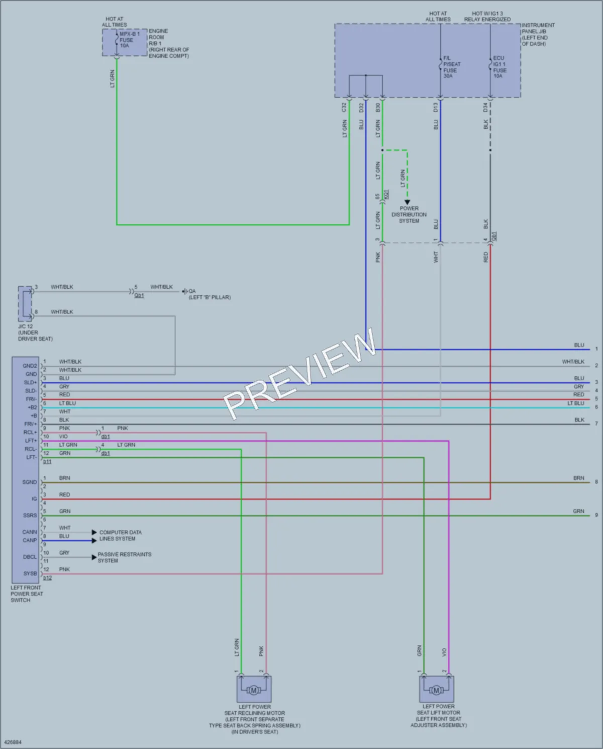 2014 Lexus IS350 Memory Systems wiring diagram preview