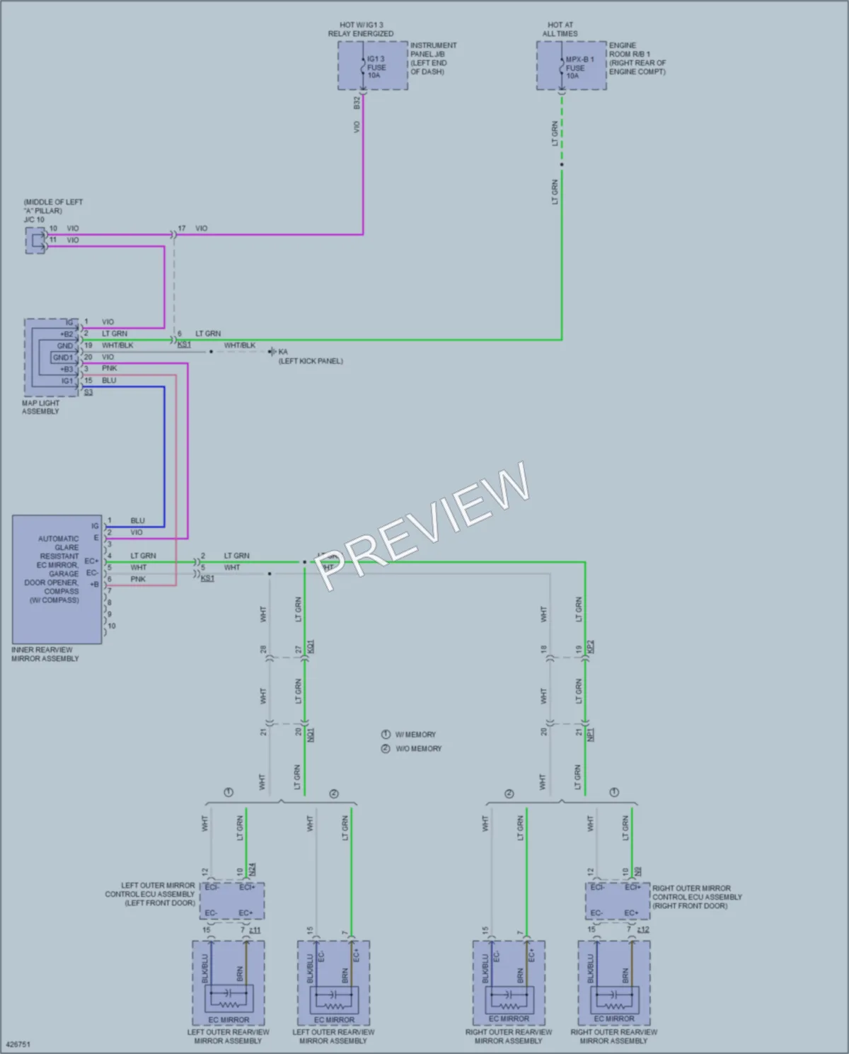 2014 Lexus IS350 Power Mirrors wiring diagram preview