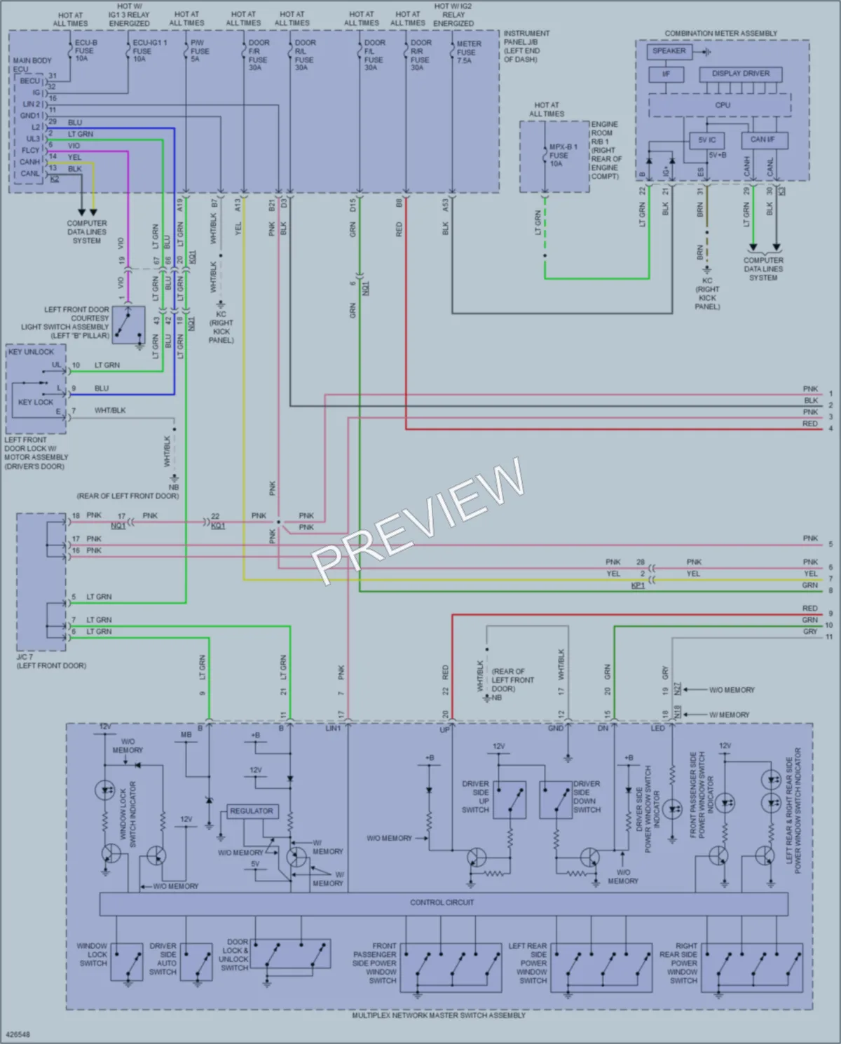 2014 Lexus IS350 Power Windows wiring diagram preview