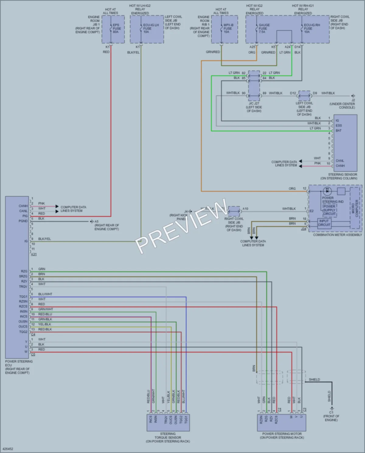 2014 Lexus IS350C Electronic Power Steering wiring diagram preview