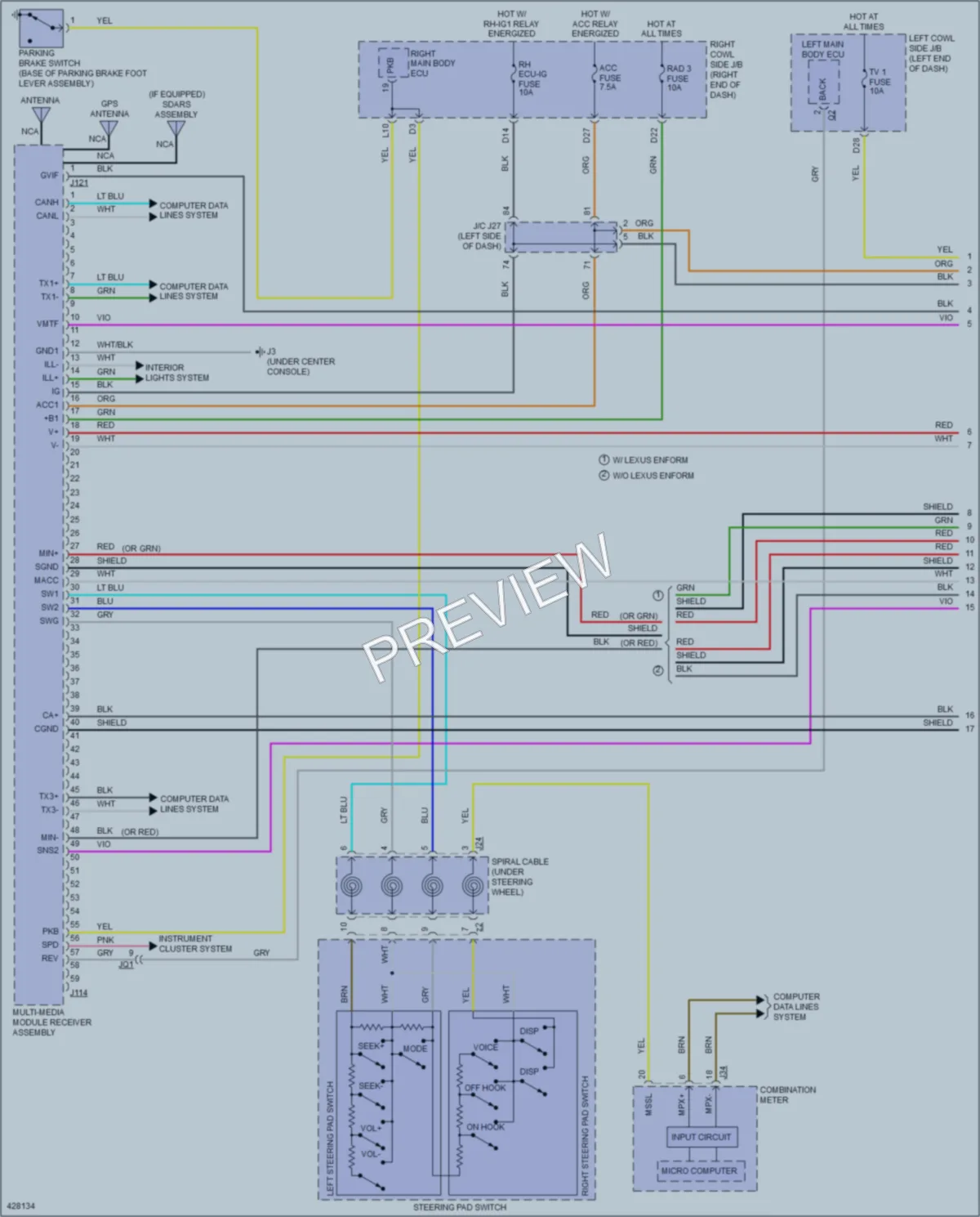 2014 Lexus IS350C Navigation wiring diagram preview