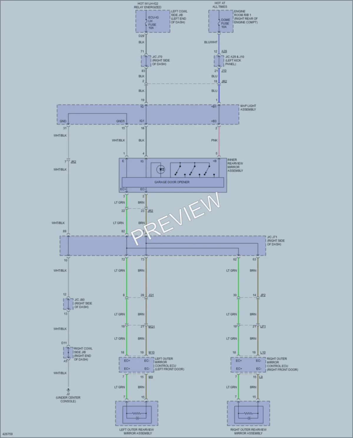 2014 Lexus IS350C Power Mirrors wiring diagram preview